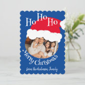 Kerstman Muts Foto Ho Ho Ho Prettig Kerstfeest Bla Feestdagenkaart (Staand voorkant)