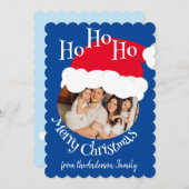 Kerstman Muts Foto Ho Ho Ho Prettig Kerstfeest Bla Feestdagenkaart (Voorkant / Achterkant)