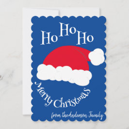 Kerstman Muts Ho Ho Ho Prettig Kerstfeest Blauw Wi Feestdagenkaart