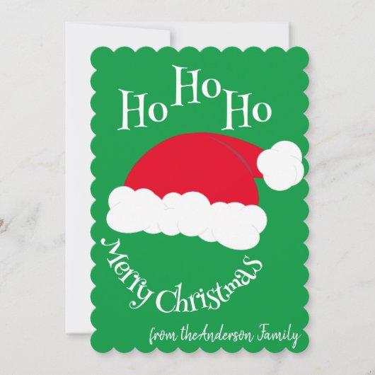 Kerstman Muts Ho Ho Ho Prettig Kerstfeest Groen Ro Feestdagenkaart (Voorkant)