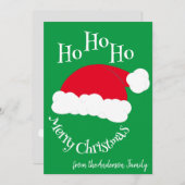 Kerstman Muts Ho Ho Ho Prettig Kerstfeest Groen Ro Feestdagenkaart (Voorkant / Achterkant)