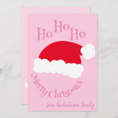 Kerstman Muts Ho Ho Ho Prettig Kerstfeest Meisjes  Feestdagenkaart (Voorkant / Achterkant)