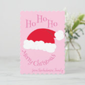 Kerstman Muts Ho Ho Ho Prettig Kerstfeest Meisjes Feestdagenkaart (Staand voorkant)