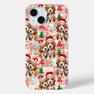 Kerstman Muts Hond Puppy Ontwerp - Wit iPhone 15 Case