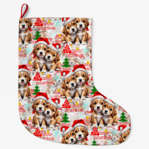Kerstman Muts Hond Puppy Ontwerp - Wit Grote Kerstsok
