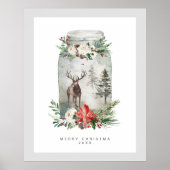 Kerstman: Mystical Deer & Bouquet Poster (Voorkant)