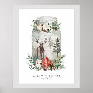 Kerstman: Mystical Deer & Bouquet Poster