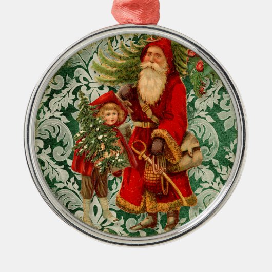  Kerstman n Holly Elegant Kerstversiering Metalen Ornament (Voorkant)