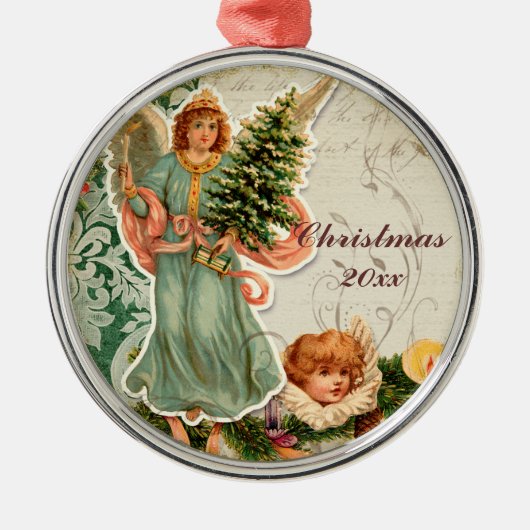 Kerstman n Holly Elegant Kerstversiering Metalen Ornament (Voorkant)