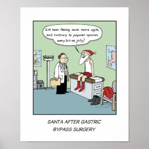 Kerstman na maagbypassoperatie - nog steeds jolig poster