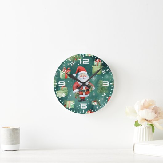 Kerstman Naadloze Patroon-82909 Ronde Klok (Huis)