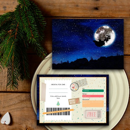 Kerstman Nacht Hemel Kerst Ticket Cadeau Coupon