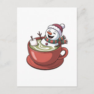 Kerstman neemt bad op een Matcha-drank Kerstmis Feestdagenkaart