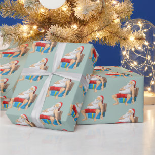 Kerstman neemt een korte slaap cadeaupapier