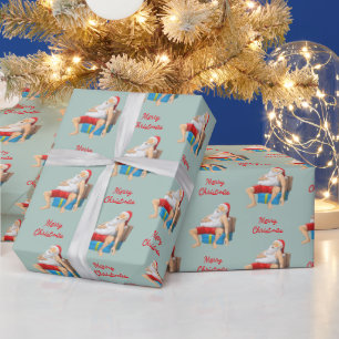 Kerstman neemt een korte slaap cadeaupapier