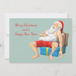 Kerstman neemt een korte slaap feestdagenkaart