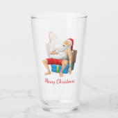 Kerstman neemt een korte slaap glas (Achterkant)