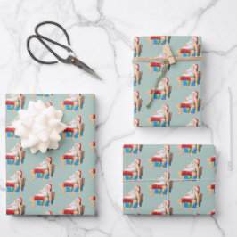 Kerstman neemt een korte slaap inpakpapier vel