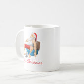 Kerstman neemt een korte slaap koffiemok (Voorkant links)