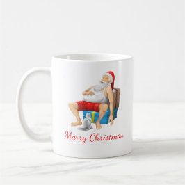 Kerstman neemt een korte slaap koffiemok