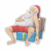 Kerstman neemt een korte slaap sticker (Voorkant)