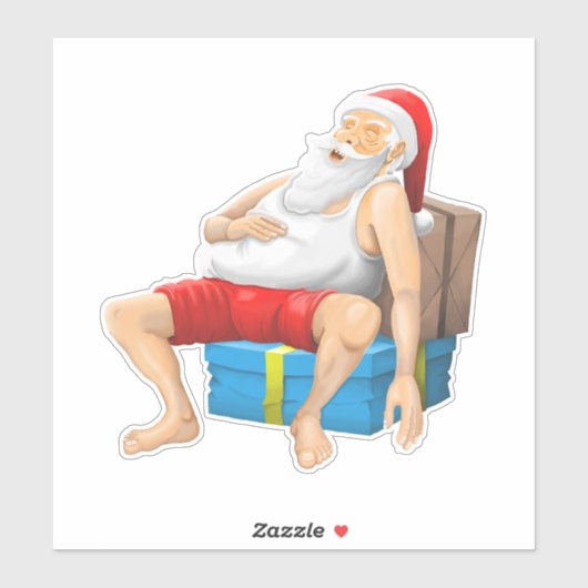 Kerstman neemt een korte slaap sticker (Vel)