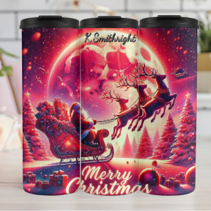 Kerstman neemt ons mee op een hemelse slee-rit thermosbeker