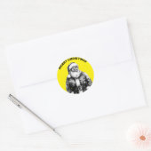  Kerstman Neon Geel Ronde Sticker (Envelop)