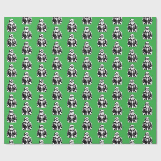 Kerstman Neon Green Cadeaupapier (Vlak)