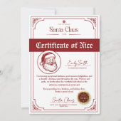 Kerstman Nice List-certificaat Kaart (Voorkant)