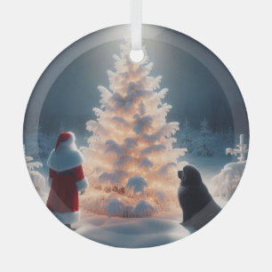 Kerstman, nieuwe en gloeiende kerstboom glas ornament