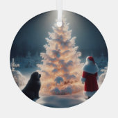 Kerstman, nieuwe en gloeiende kerstboom glas ornament (Achterkant)