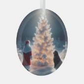 Kerstman, nieuwe en gloeiende kerstboom glas ornament (Voorkant Rechts)