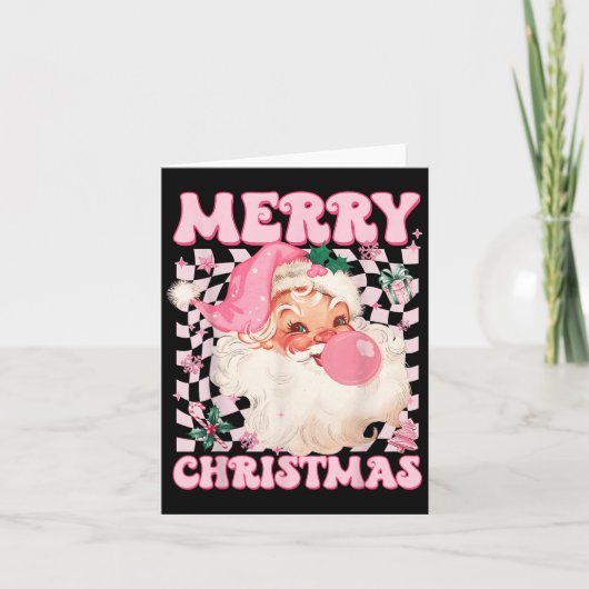 Kerstman Nk Sungles Blaast Bubble Gum Kerstmis Kaart (Voorkant)