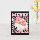 Kerstman Nk Sungles die Bubble Gum blaast Kerstmis Kaart (Gele Bloem)