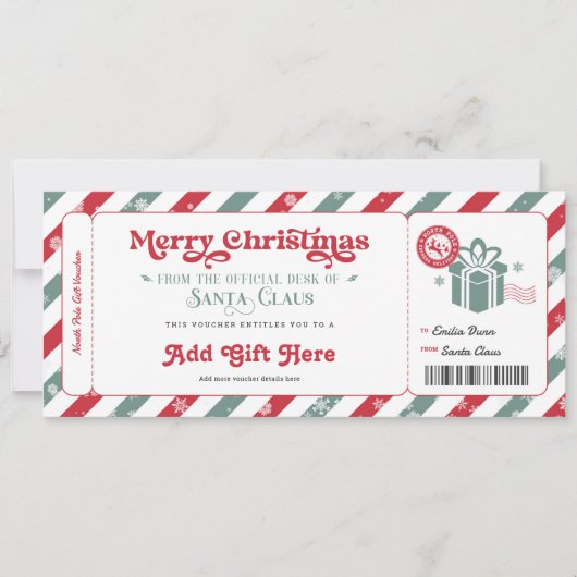 Kerstman Noordpool Cadeaubon Kaart (Voorkant)