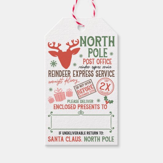 Kerstman Noordpool Express Levering Aangepast Cadeaulabel (Voorkant)