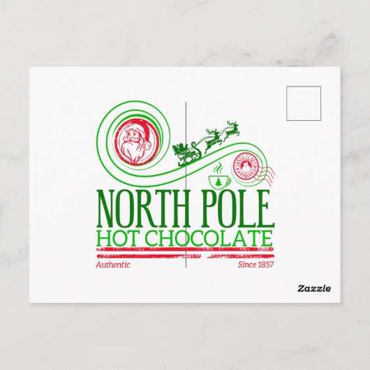 Kerstman Noordpool Hot Chocolate Briefkaart (Achterkant)