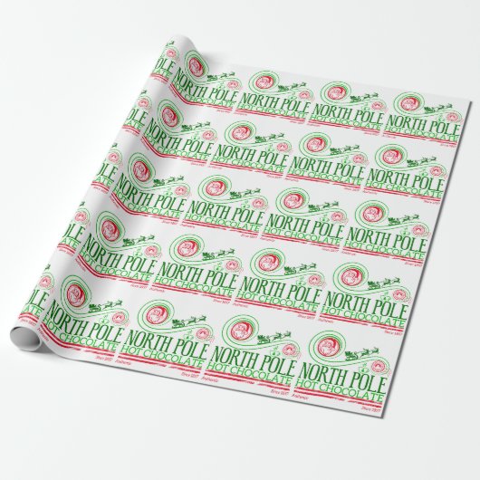 Kerstman Noordpool Hot Chocolate Cadeaupapier (Uitgerold)