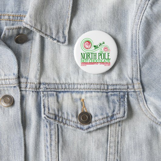 Kerstman Noordpool Hot Chocolate Ronde Button 5,7 Cm (In situ)