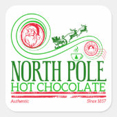 Kerstman Noordpool Hot Chocolate Vierkante Sticker (Voorkant)