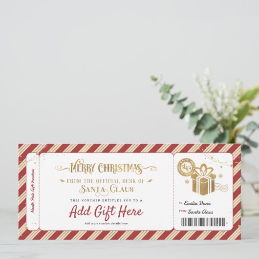 Kerstman Noordpool Kerstcadeaubon Kaart (Staand voorkant)