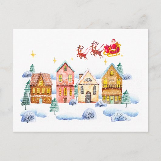 Kerstman Noordpool Kerstdorp Briefkaart (Voorkant)