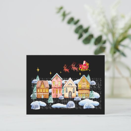 Kerstman Noordpool Kerstdorp Briefkaart (Staand voorkant)