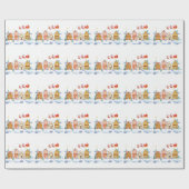 Kerstman Noordpool Kerstdorp Cadeaupapier (Vlak)