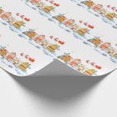 Kerstman Noordpool Kerstdorp Cadeaupapier (Hoek)