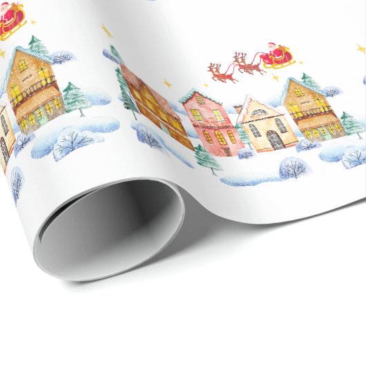 Kerstman Noordpool Kerstdorp Cadeaupapier (Rol Hoek)