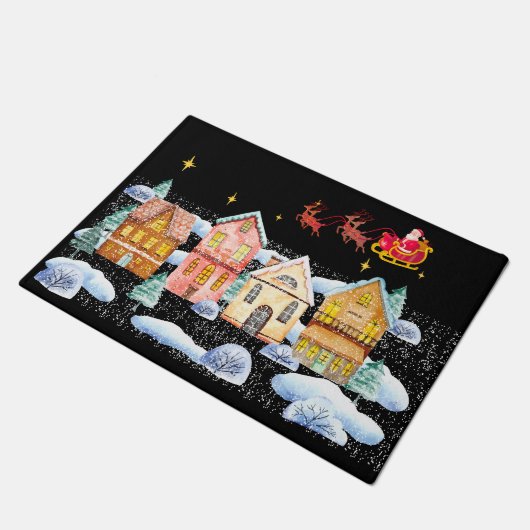 Kerstman Noordpool Kerstdorp Deurmat (Schuin)