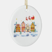 Kerstman Noordpool Kerstdorp Keramisch Ornament (Rechts)