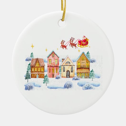 Kerstman Noordpool Kerstdorp Keramisch Ornament (Voorkant)